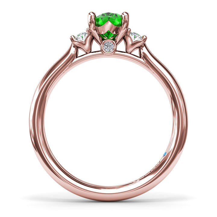 Three Stone Emerald and Diamond Ring