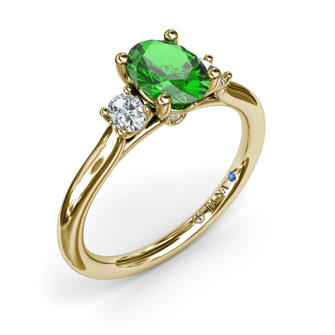 Three Stone Emerald and Diamond Ring