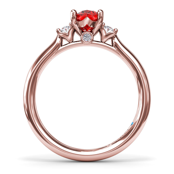 Three Stone Ruby and Diamond Ring