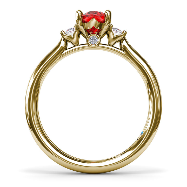 Three Stone Ruby and Diamond Ring