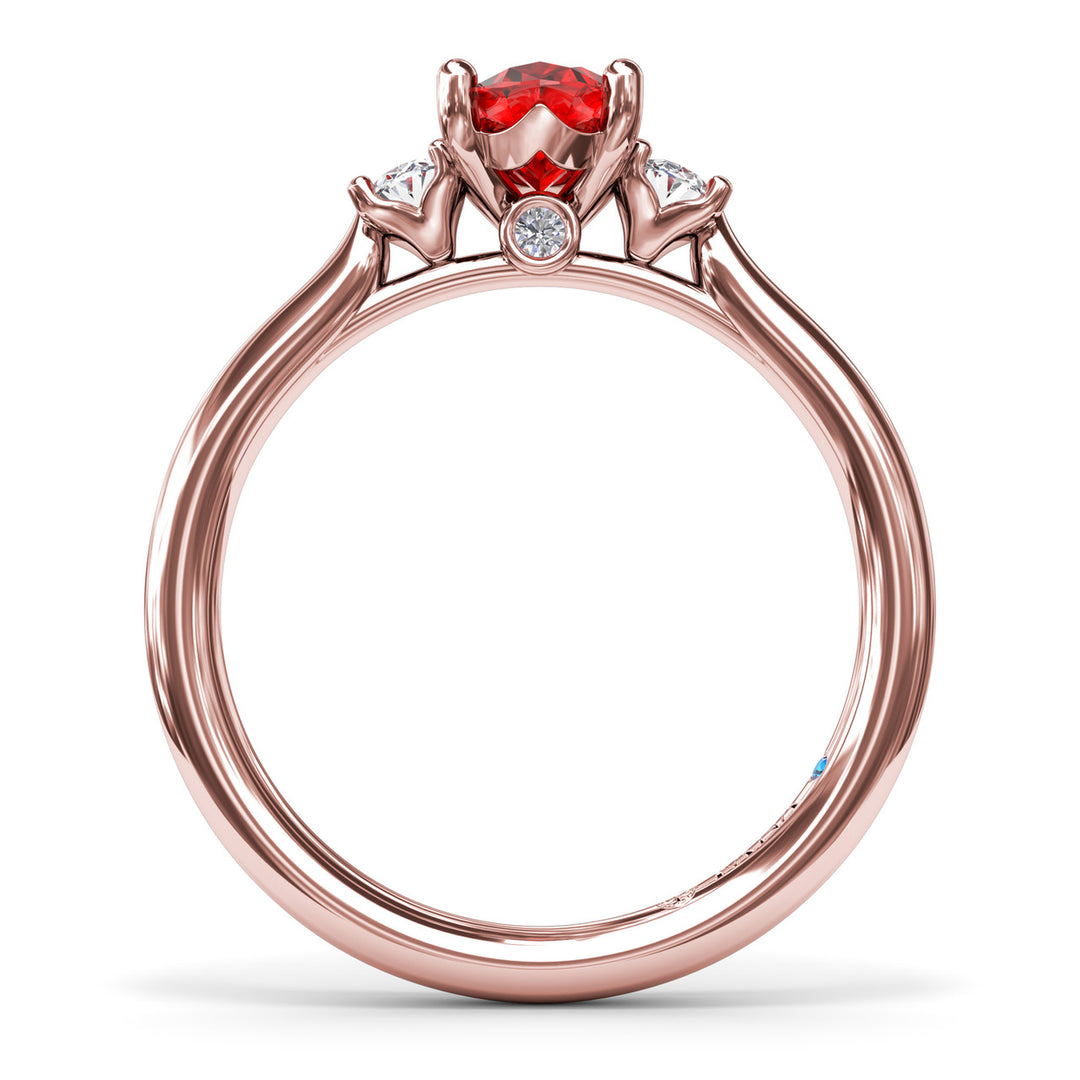 Three Stone Ruby and Diamond Ring