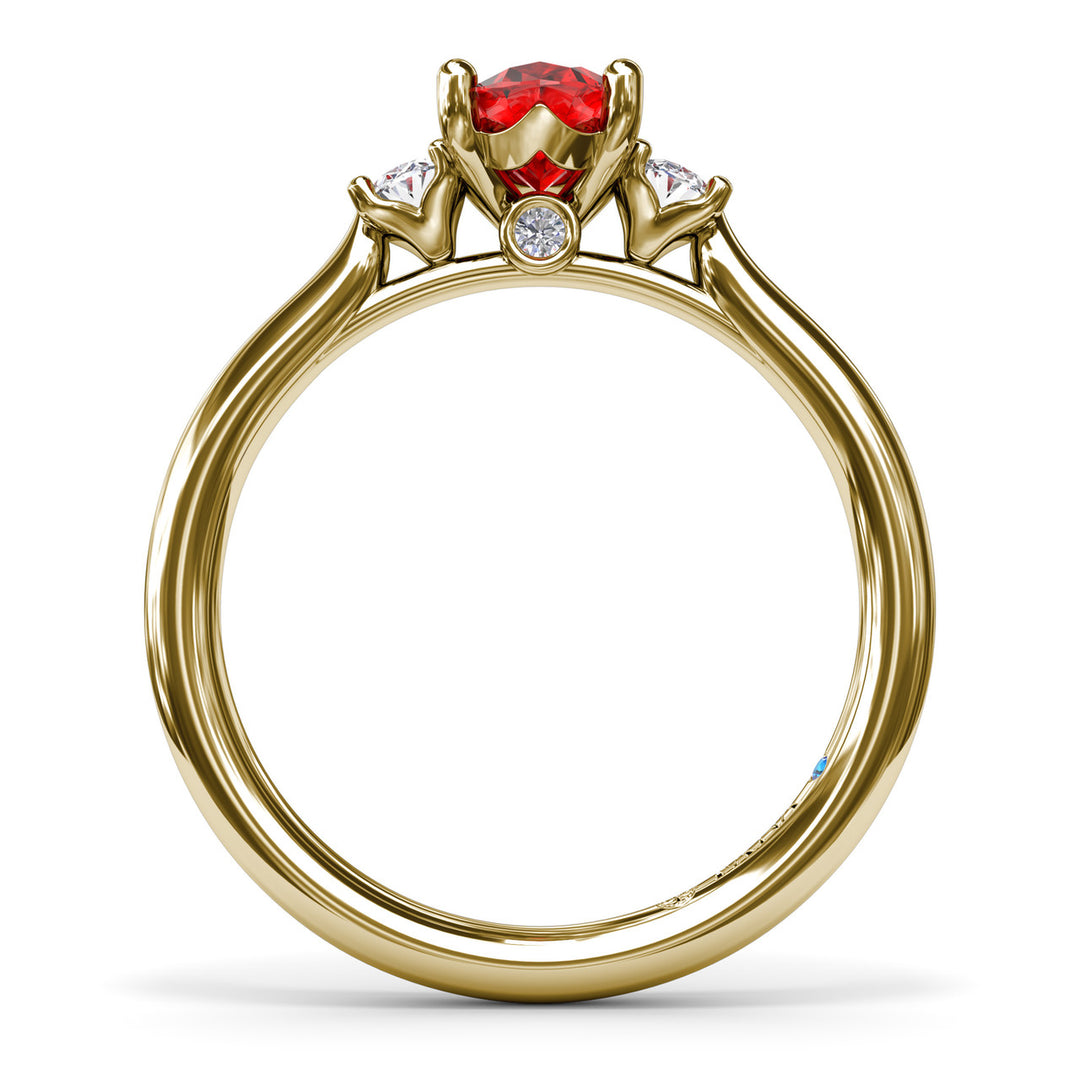 Three Stone Ruby and Diamond Ring