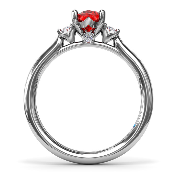 Three Stone Ruby and Diamond Ring