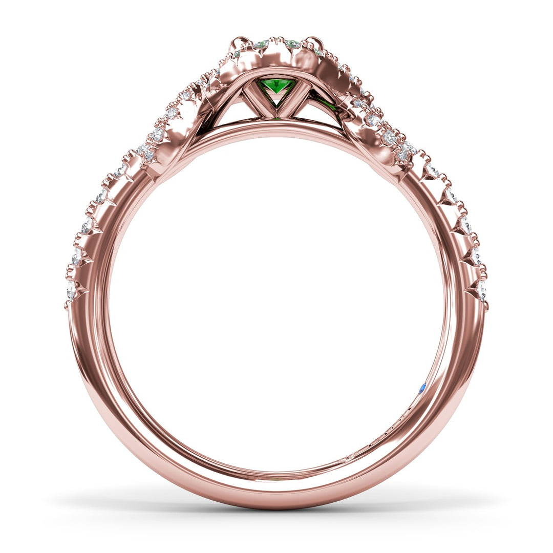 Love Knot Emerald and Diamond Ring