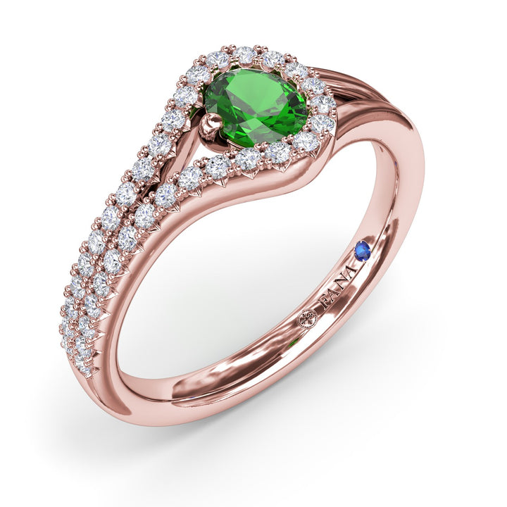 Split Emerald and Diamond Wrap Ring