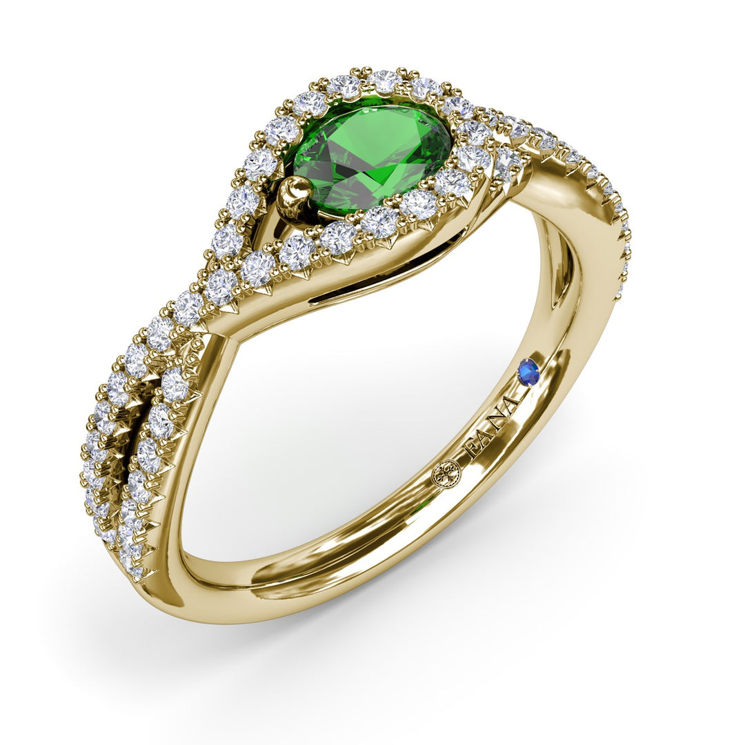 East-to-West Oval Emerald Ring