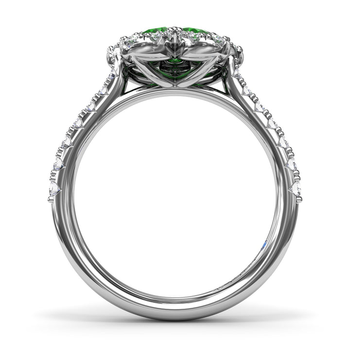 Emerald and Diamond Magnolia Ring