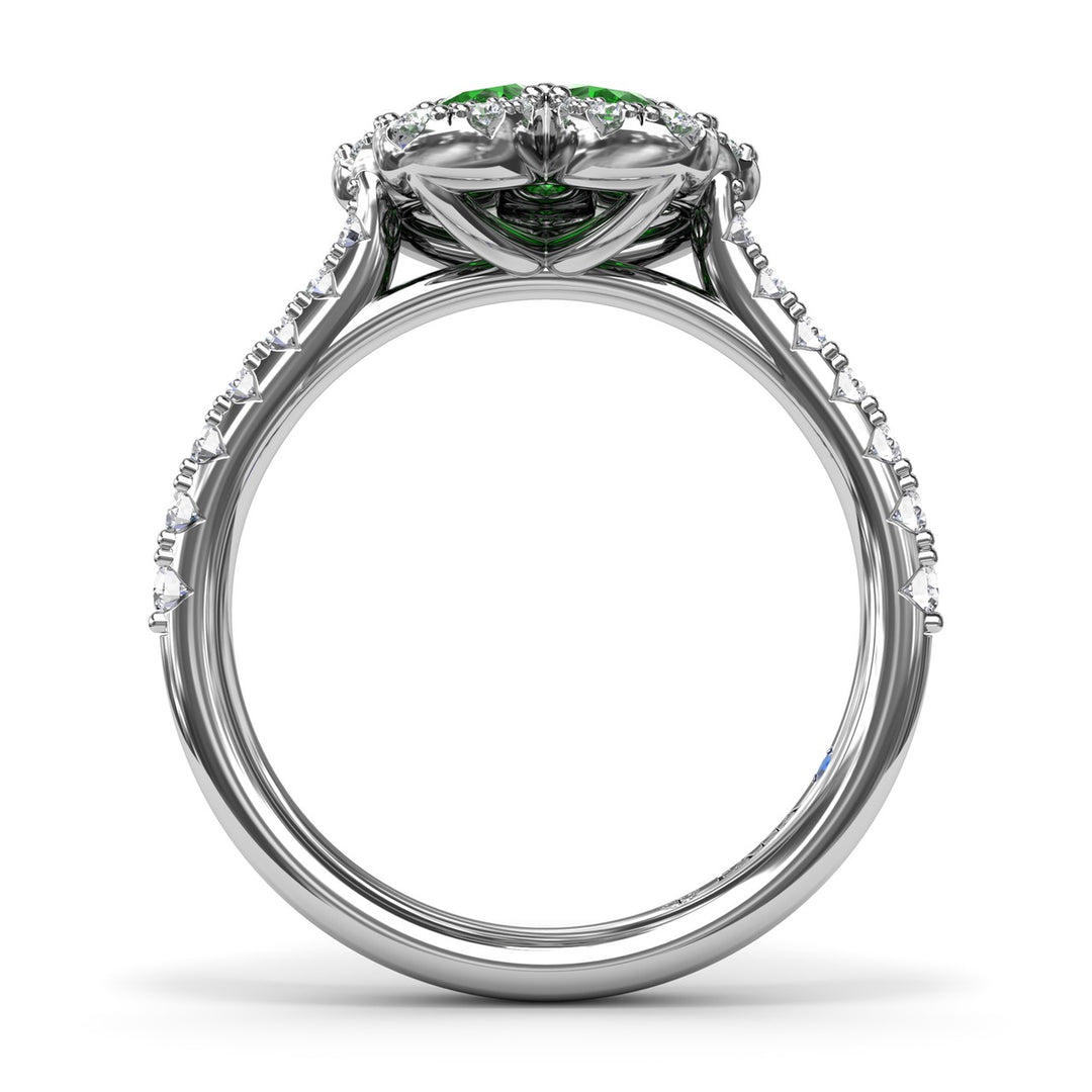 Emerald and Diamond Magnolia Ring