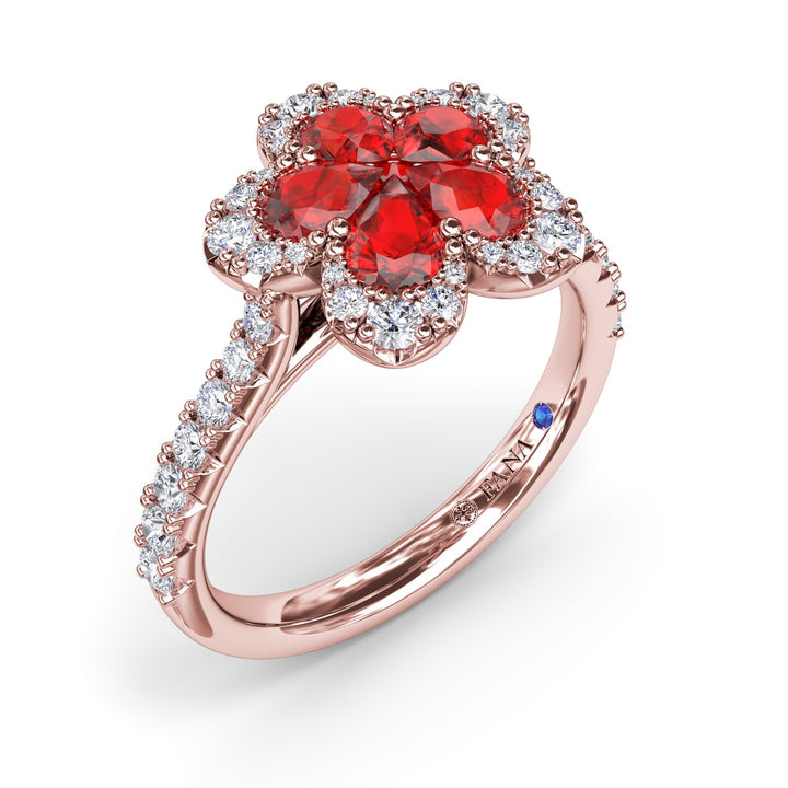 Ruby and Diamond Magnolia Ring