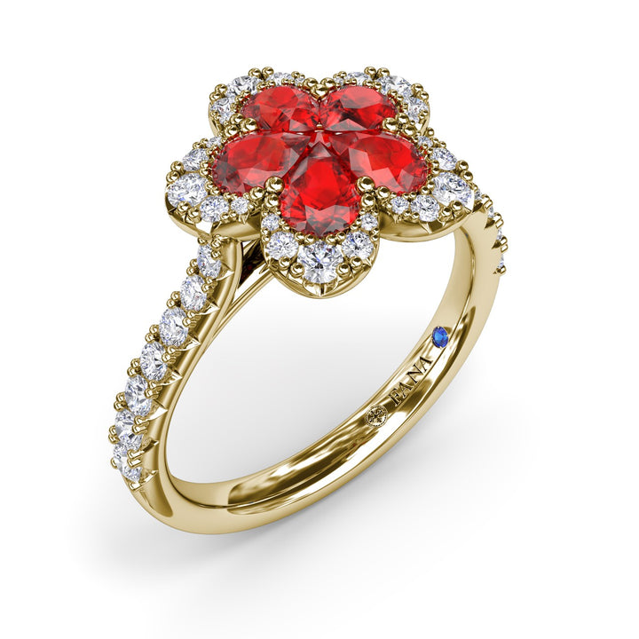 Ruby and Diamond Magnolia Ring