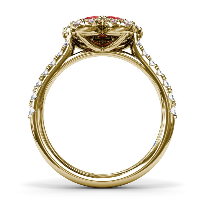 Ruby and Diamond Magnolia Ring