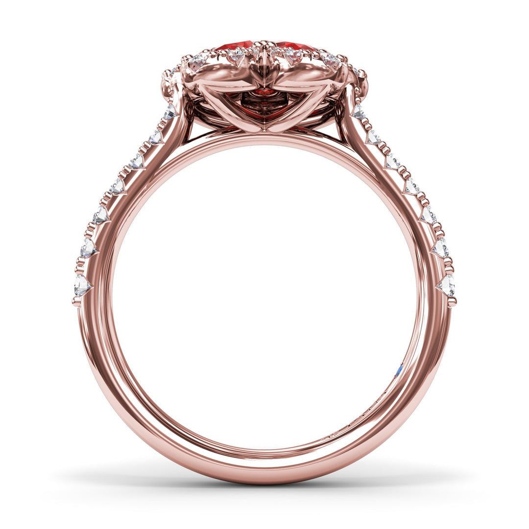 Ruby and Diamond Magnolia Ring