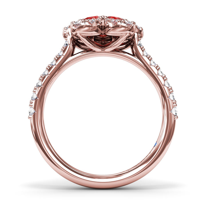 Ruby and Diamond Magnolia Ring