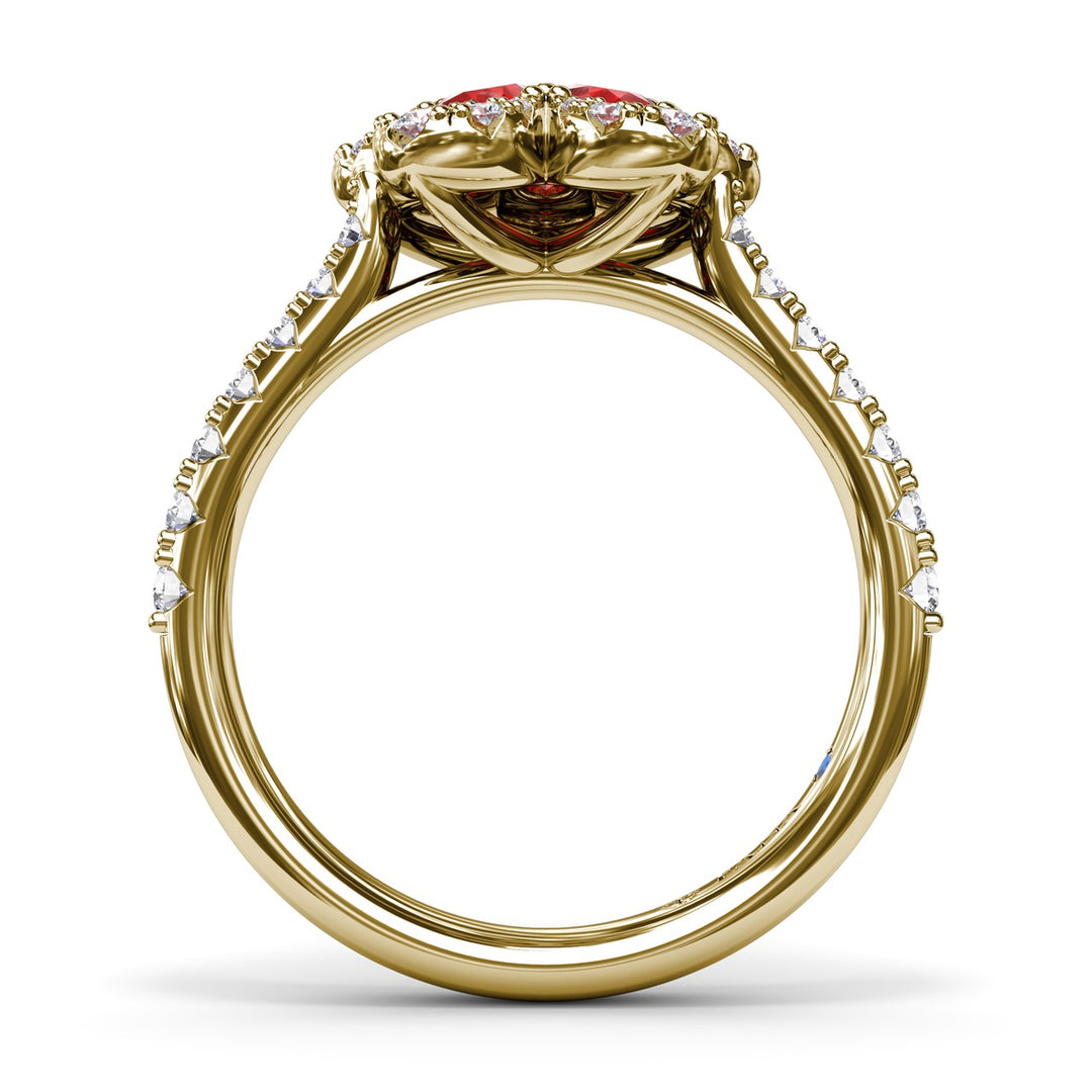 Ruby and Diamond Magnolia Ring