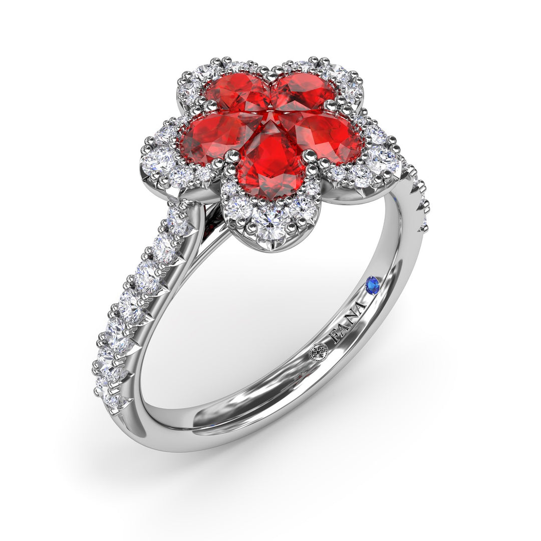 Ruby and Diamond Magnolia Ring