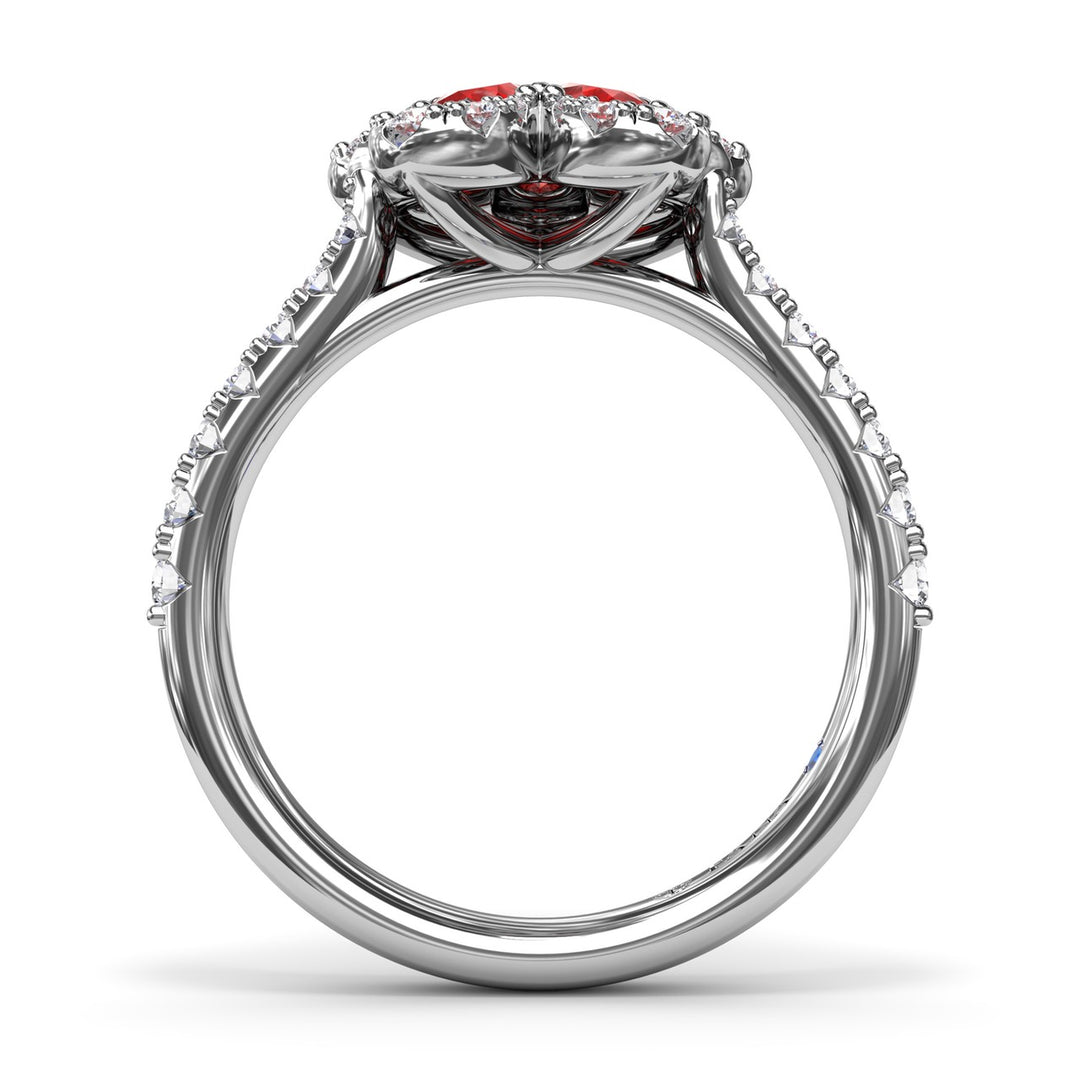 Ruby and Diamond Magnolia Ring