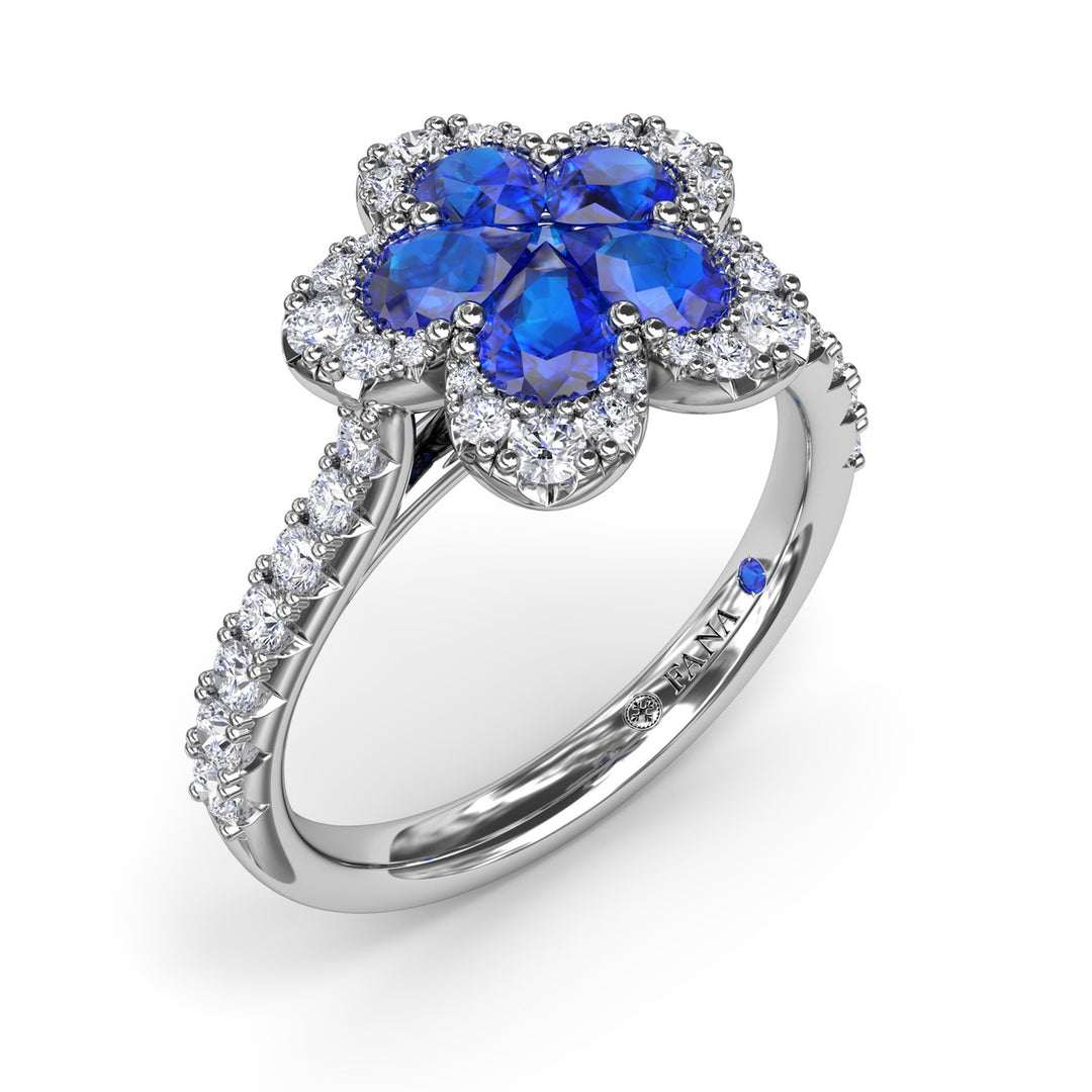 Sapphire and Diamond Magnolia Ring