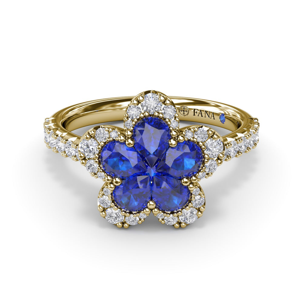 Sapphire and Diamond Magnolia Ring