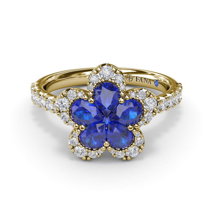 Sapphire and Diamond Magnolia Ring