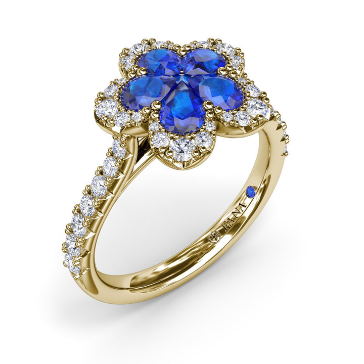 Sapphire and Diamond Magnolia Ring