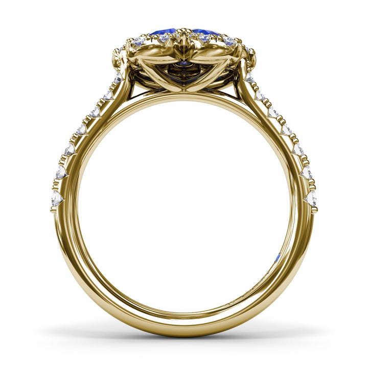 Sapphire and Diamond Magnolia Ring