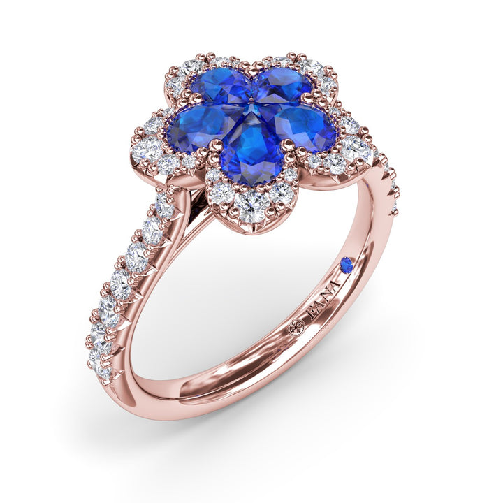 Sapphire and Diamond Magnolia Ring