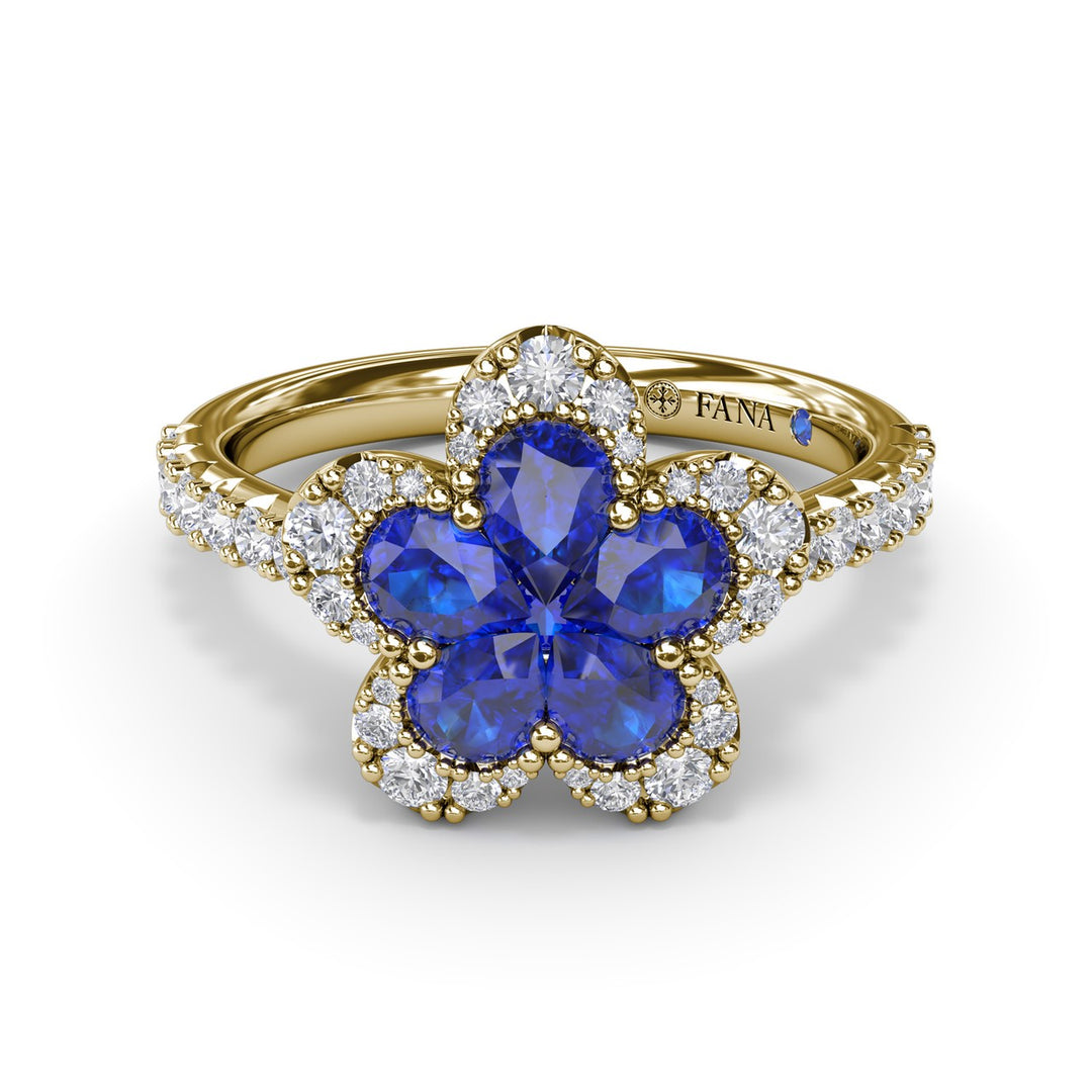 Sapphire and Diamond Magnolia Ring