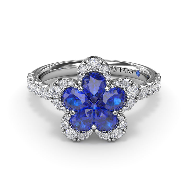 Sapphire and Diamond Magnolia Ring