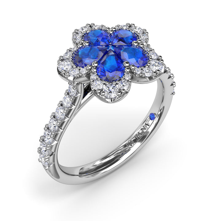 Sapphire and Diamond Magnolia Ring