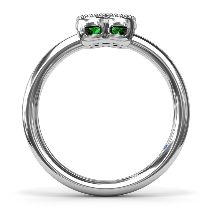 Magnolia Milgrain Emerald Ring