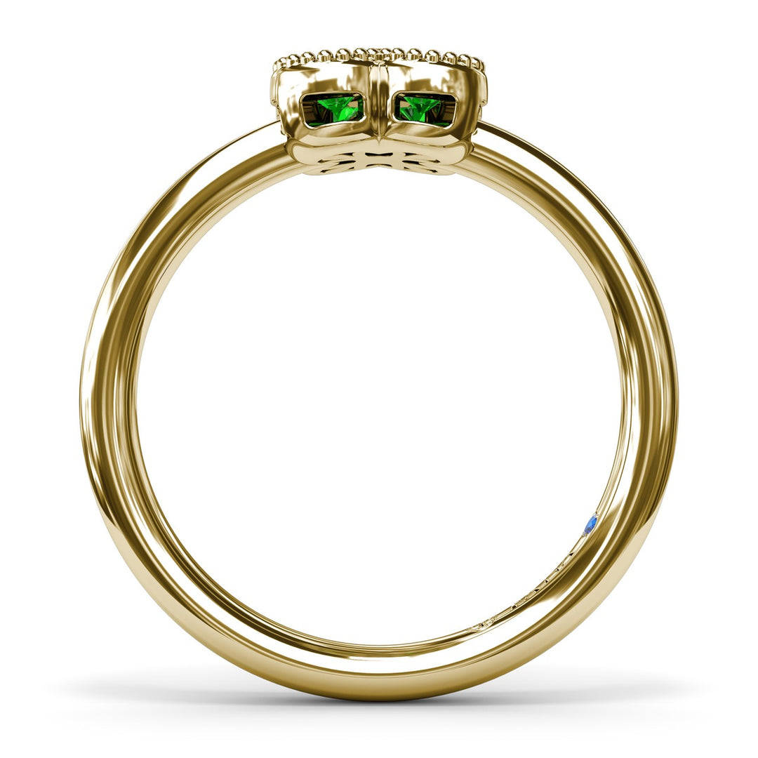 Magnolia Milgrain Emerald Ring