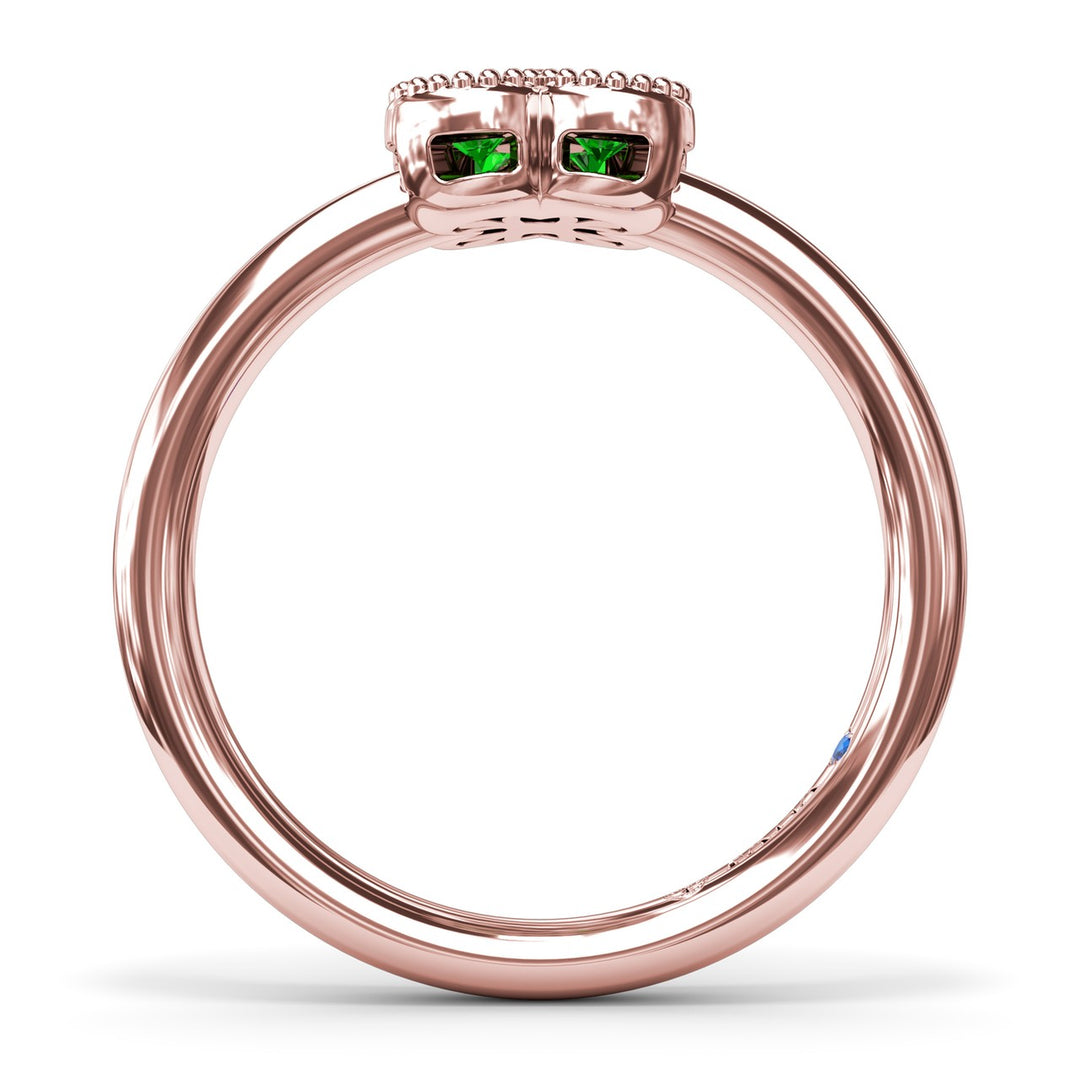 Magnolia Milgrain Emerald Ring