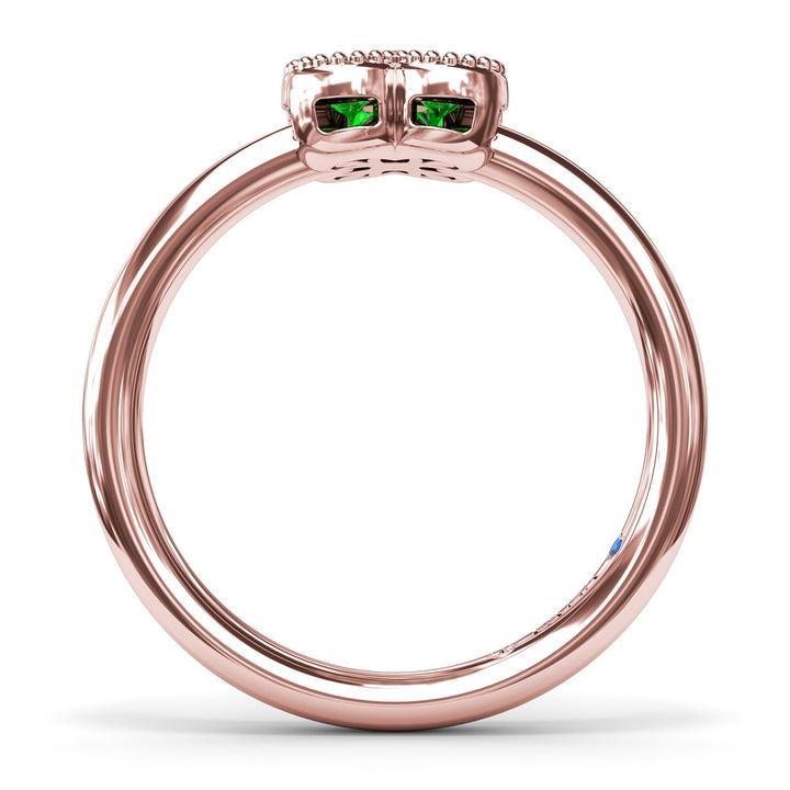 Magnolia Milgrain Emerald Ring