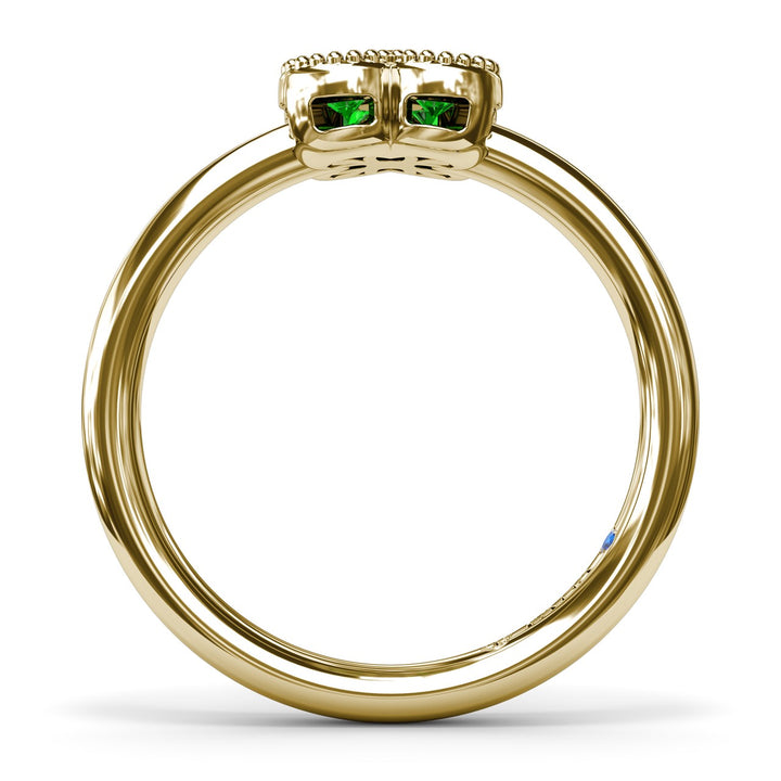 Magnolia Milgrain Emerald Ring