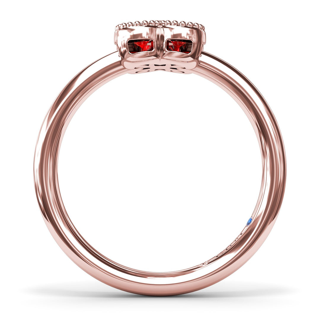 Magnolia Milgrain Ruby Ring