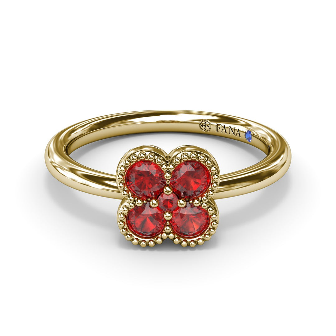 Magnolia Milgrain Ruby Ring