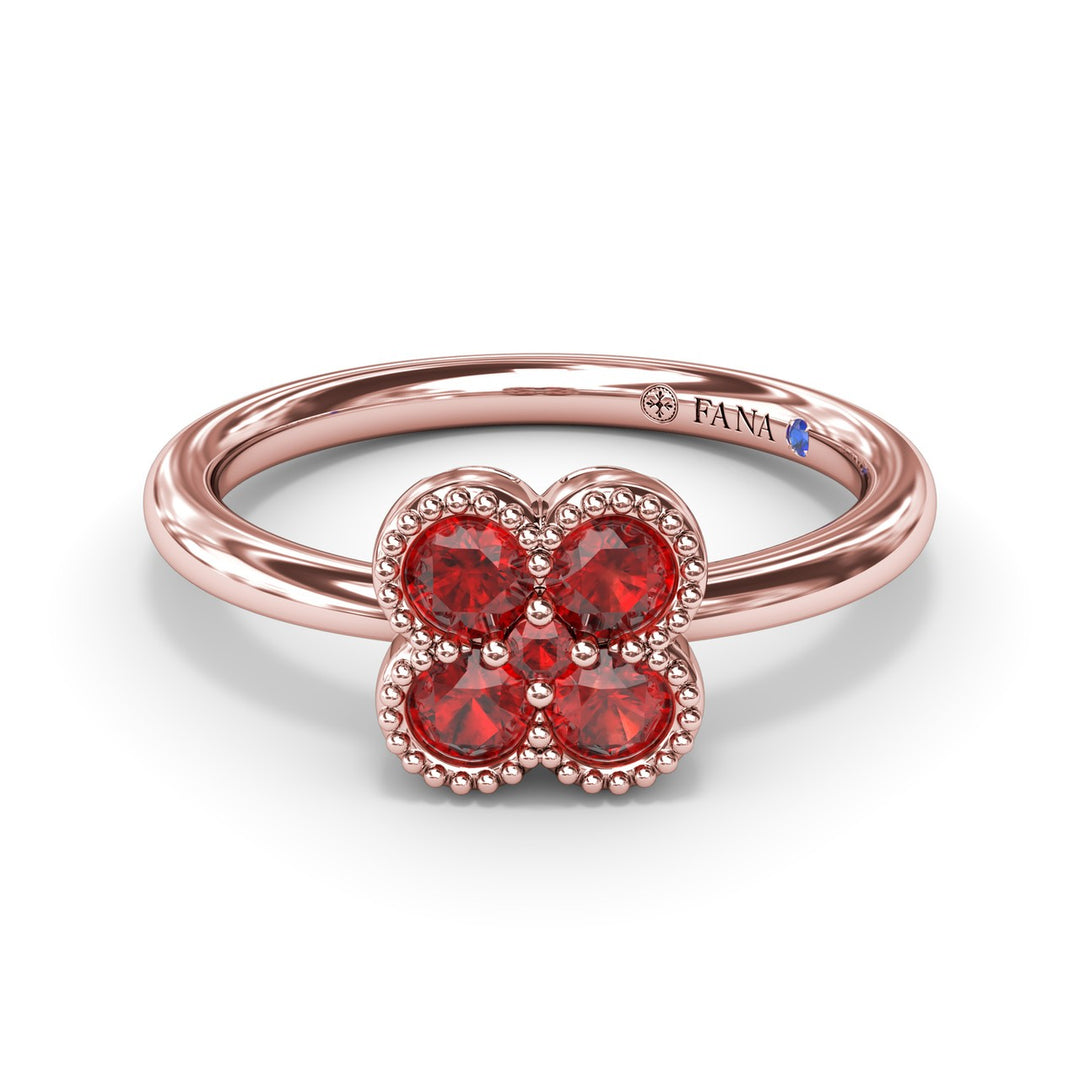 Magnolia Milgrain Ruby Ring