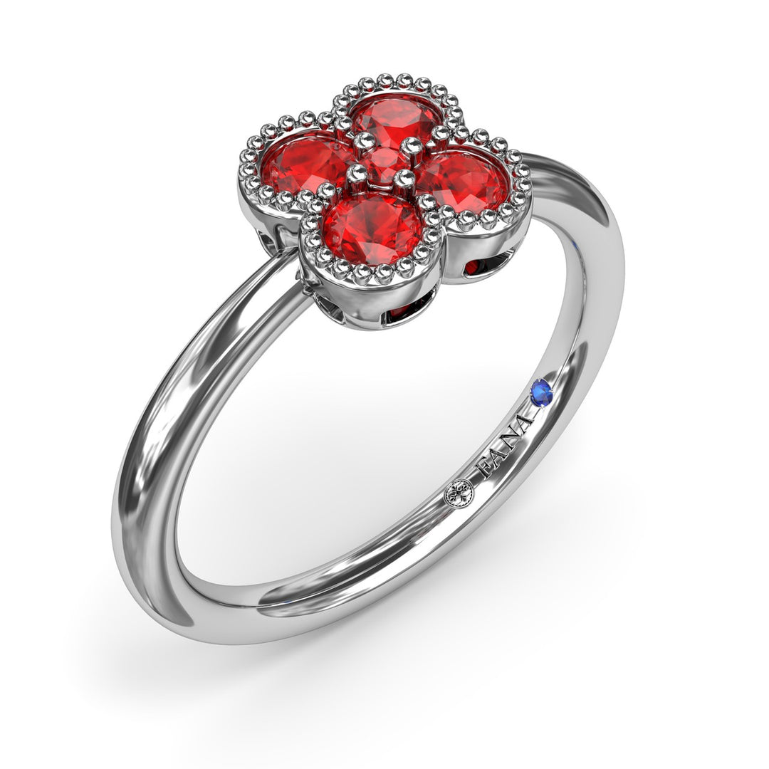 Magnolia Milgrain Ruby Ring