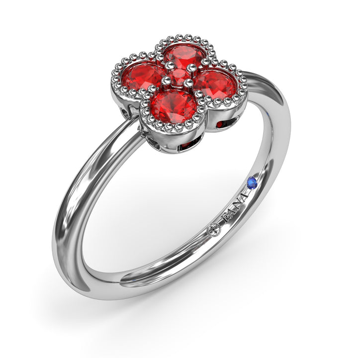 Magnolia Milgrain Ruby Ring