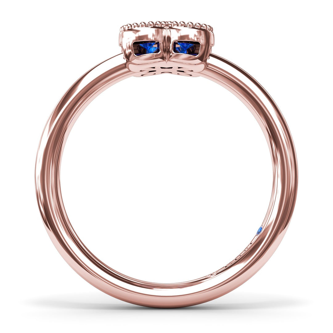 Magnolia Milgrain Sapphire Ring
