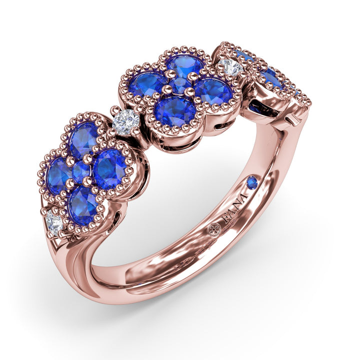 Magnolia Milgrain Sapphire and Diamond Ring