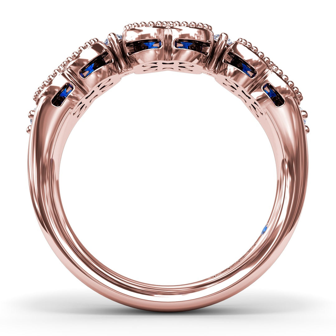 Magnolia Milgrain Sapphire and Diamond Ring