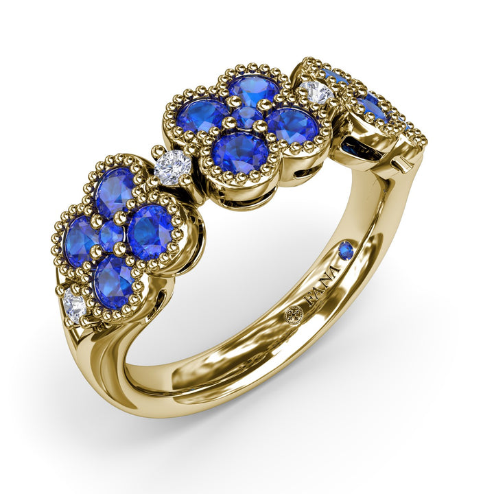 Magnolia Milgrain Sapphire and Diamond Ring