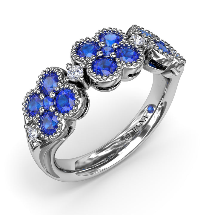 Magnolia Milgrain Sapphire and Diamond Ring