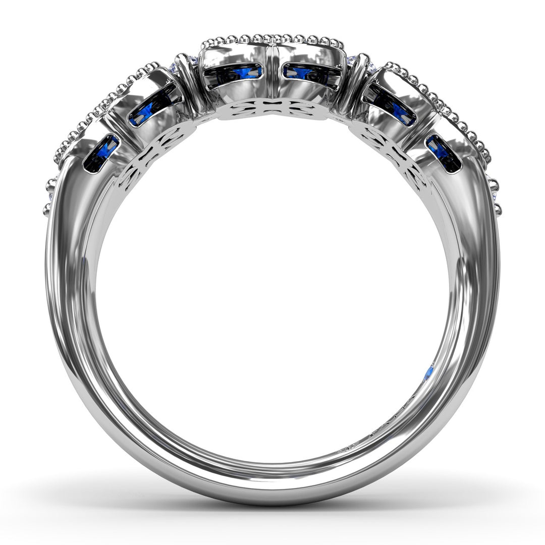 Magnolia Milgrain Sapphire and Diamond Ring