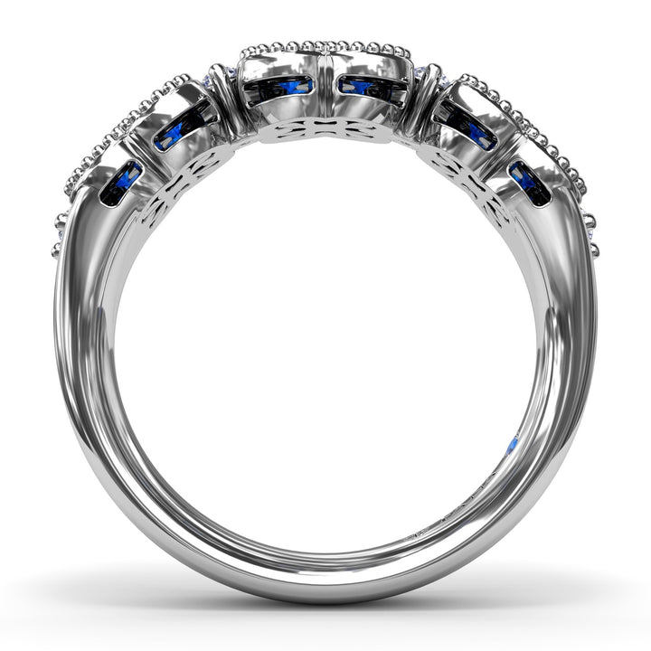 Magnolia Milgrain Sapphire and Diamond Ring