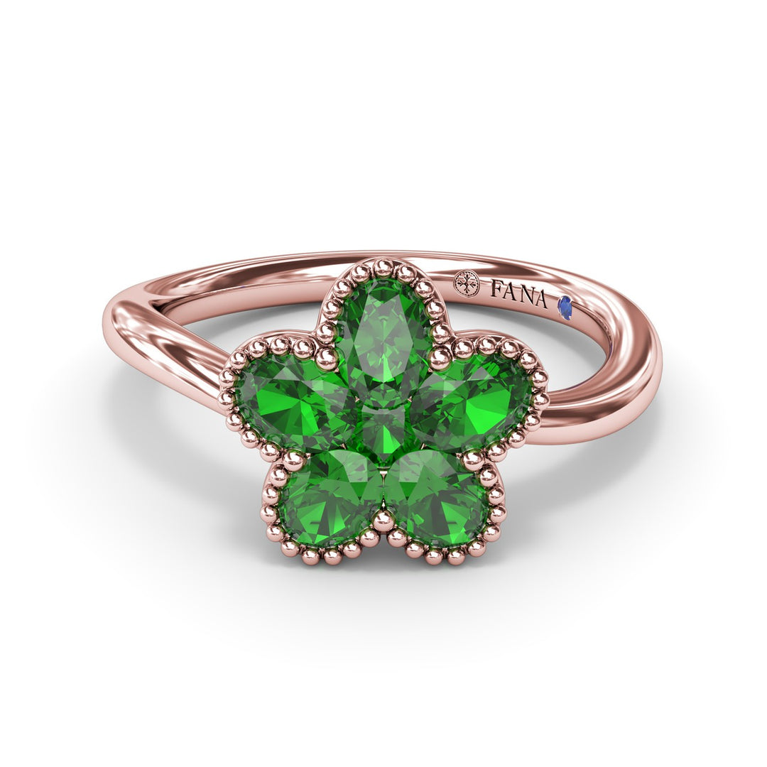 Magnolia Wave Emerald Ring