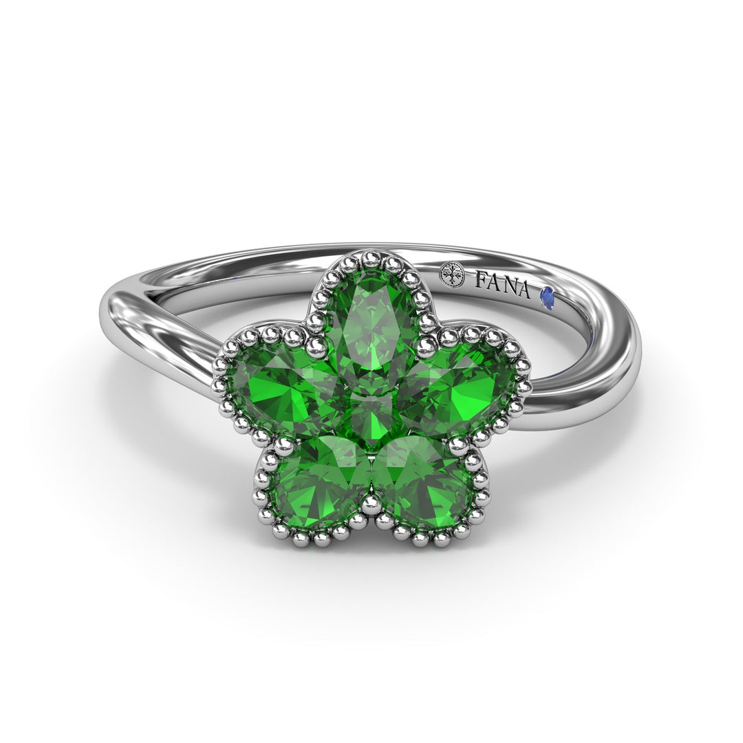 Magnolia Wave Emerald Ring