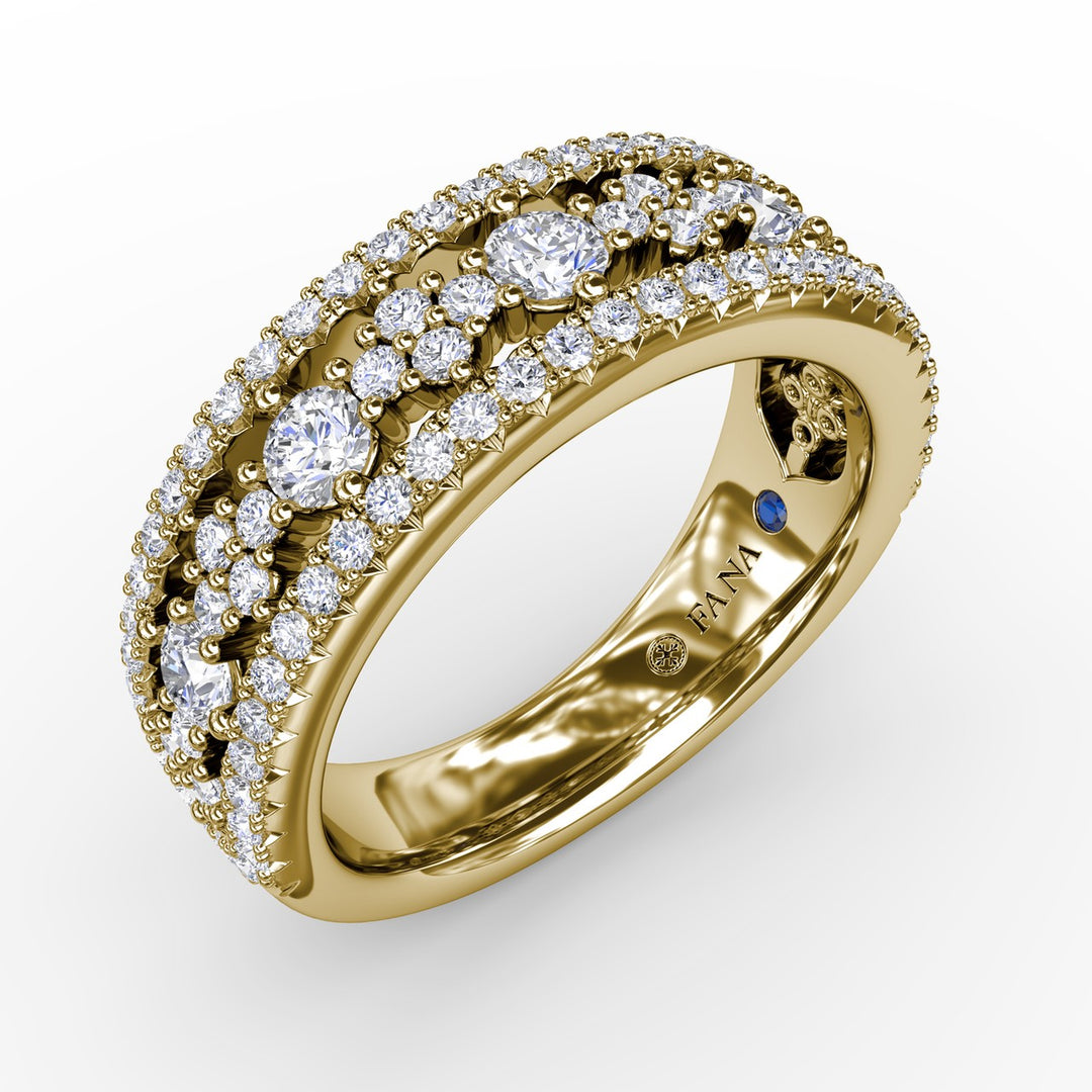 Triple-Row Diamond Patterned Band