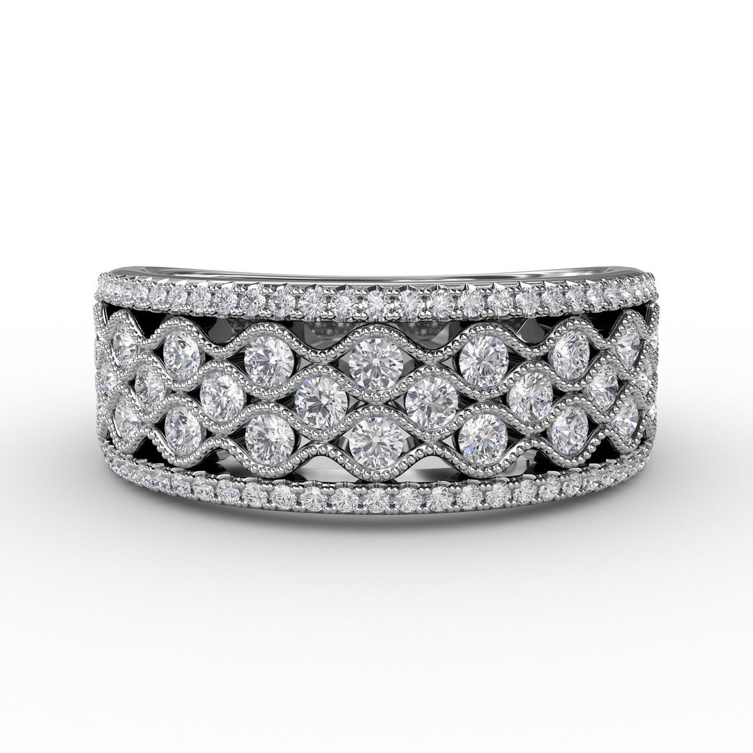 Multi-Patterned Milgrain Diamond Band